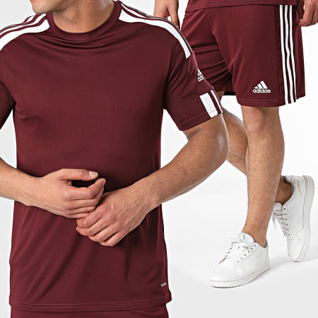 Adidas Sportswear - Squad 21 Set pantaloncini da jogging e maglietta a righe GN8091 GN8083 Bordeaux