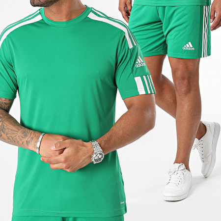 Adidas Sportswear Set di maglietta e pantaloncini da jogging a righe GN5721 GN5769 Verde Ryses