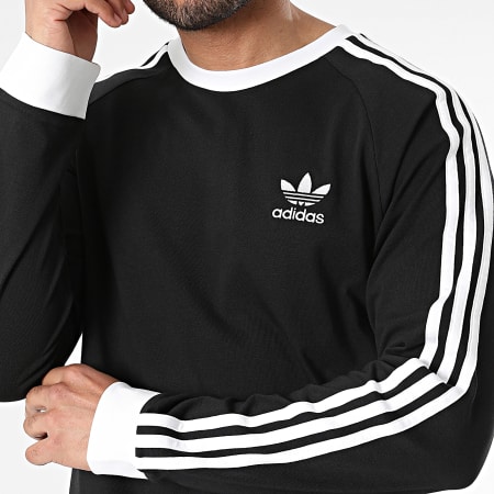 Adidas Originals - Lotto di 2 camicie a maniche lunghe a 3 strisce IA4877 IA4879 nero bianco