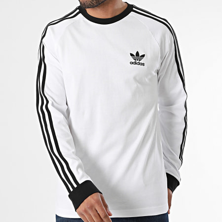 Adidas Originals - Lot De 2 Tee Shirts Manches Longues A Bandes 3 Stripes IA4877 IA4879 Noir Blanc