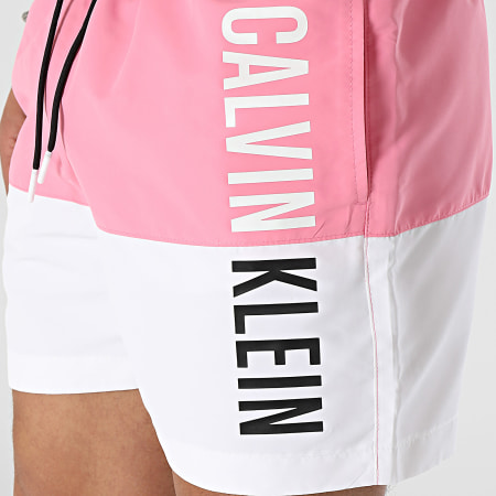 Calvin Klein - Pantaloncini da bagno con coulisse 0994 Rosa Bianco