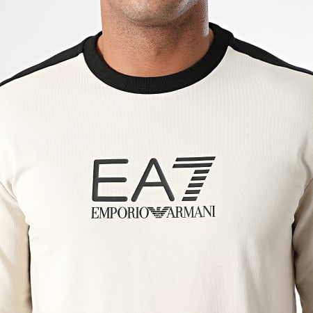 EA7 Emporio Armani - Tuta da ginnastica con strisce 3DPV09-PJLIZ Beige Nero