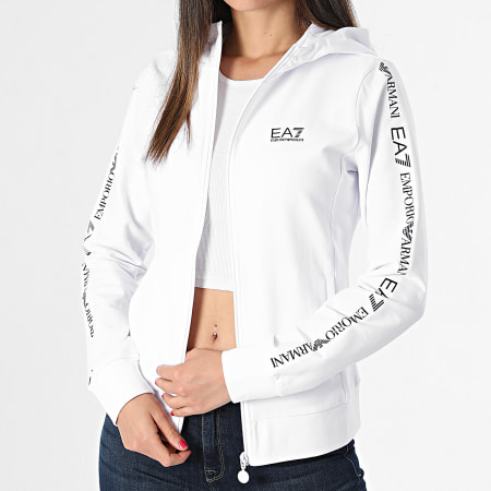 EA7 Emporio Armani - Sudadera con capucha y cremallera para mujer 3DTM05-TJTXZ Blanco