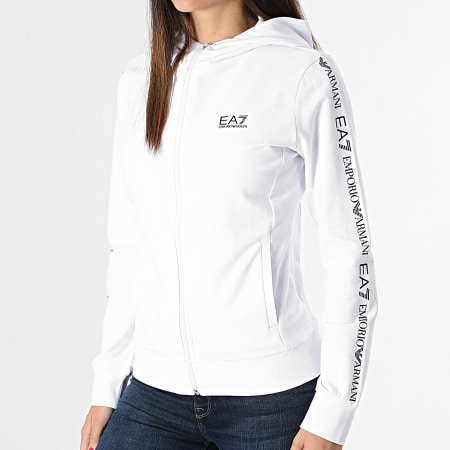 EA7 Emporio Armani - Sudadera con capucha y cremallera para mujer 3DTM05-TJTXZ Blanco