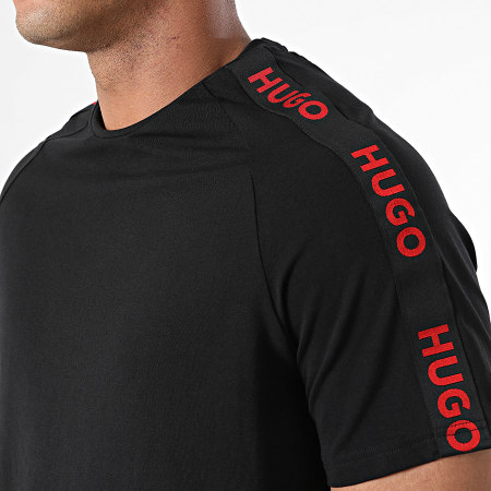 HUGO - Camiseta y pantalón corto de jogging con logotipo de rayas deportivas 50504270 50496996 Negro
