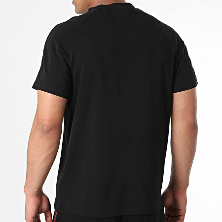 HUGO - Camiseta y pantalón corto de jogging con logotipo de rayas deportivas 50504270 50496996 Negro