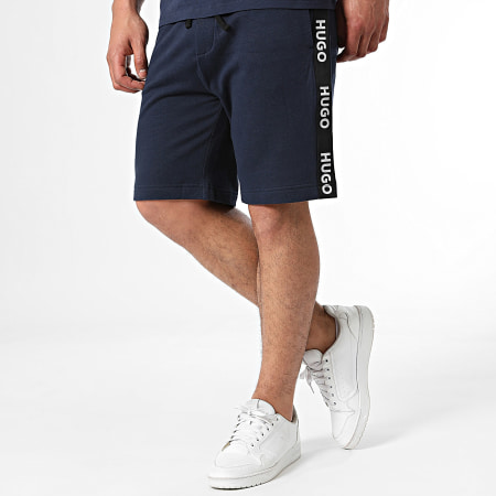 HUGO - Camiseta y pantalón corto deportivo Logo 50504270 50496996 Azul marino