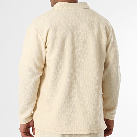 Ikao - Conjunto de camisa de manga larga y pantalón beige