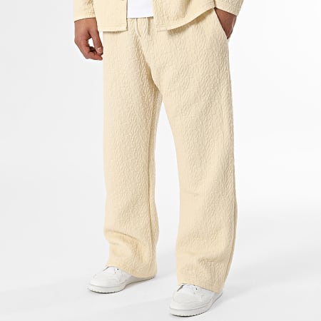 Ikao - Conjunto de camisa de manga larga y pantalón beige