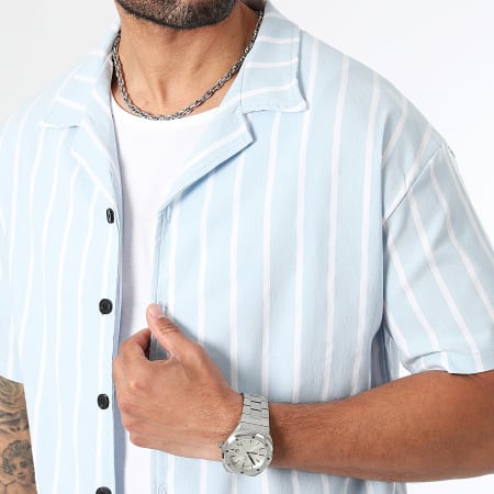 LBO - Camisa de rayas de manga corta 1069 Azul claro