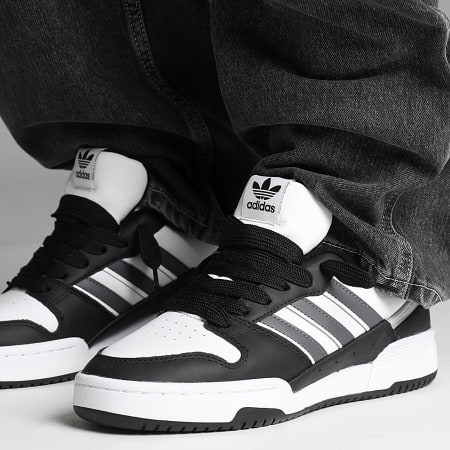 Adidas Originals - Zapatillas Team Court 2 IF1197 Core Black Grey Five Footwear White x Superlaced Gros Lacets