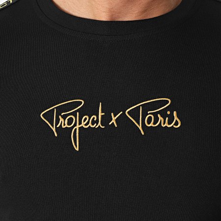 Project X Paris - Tee Shirt A Bandes 2410095 Noir Doré