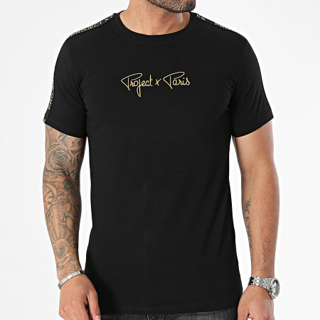 Project X Paris - Camiseta de rayas 2410095 Negro Oro