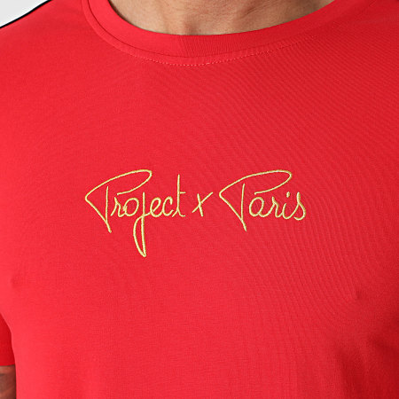 Project X Paris - Tee Shirt A Bandes 2410095 Rouge Doré