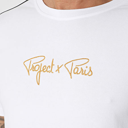 Project X Paris - Tee Shirt A Bandes 2410095 Blanc Doré