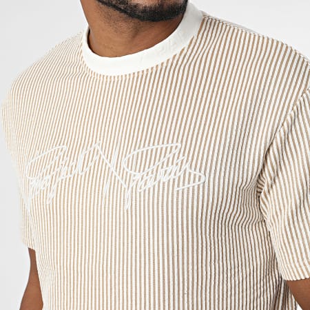 Project X Paris - Tee Shirt A Rayures 2310031 Blanc Beige