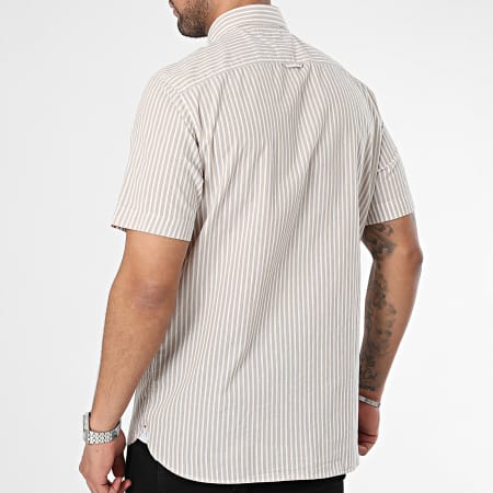 Tommy Hilfiger - Camisa de manga corta a rayas clásica 4599 Beige Blanco