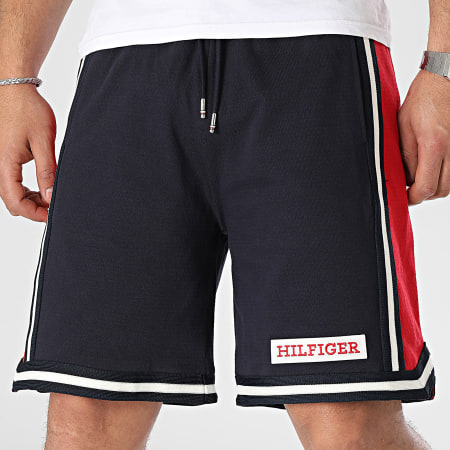 Tommy Hilfiger - Monotype 4416 Pantaloncini da jogging sportivi blu navy rosso