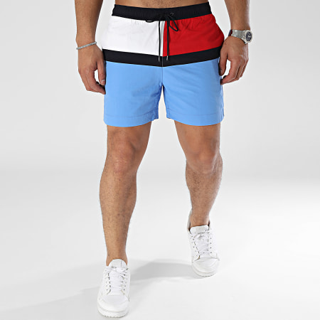 Tommy Hilfiger - Shorts de baño con cordón 3259 Azul claro Blanco Rojo Azul marino