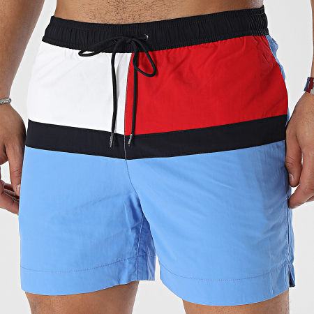 Tommy Hilfiger - Shorts de baño con cordón 3259 Azul claro Blanco Rojo Azul marino