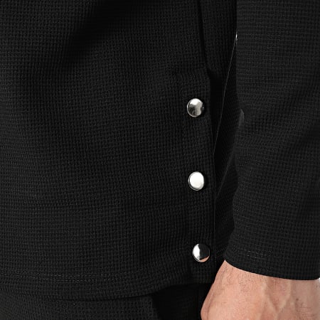 Uniplay - Conjunto de sudadera negra de cuello redondo con bolsillo y pantalón de chándal