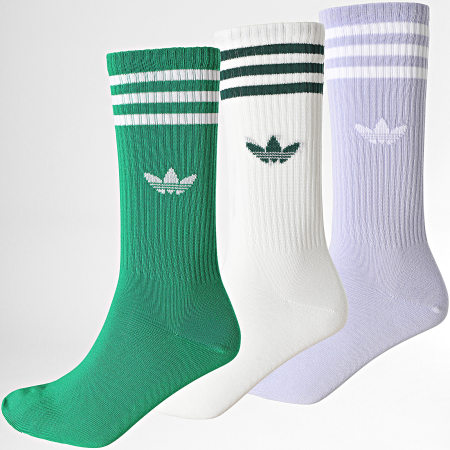 Adidas Originals - 3 paia di calzini U20121 Bianco Verde Lila
