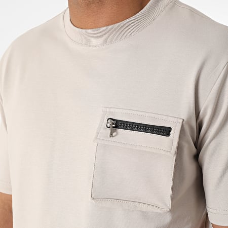 Classic Series - Conjunto de camiseta con bolsillos y pantalón corto tipo cargo en color topo