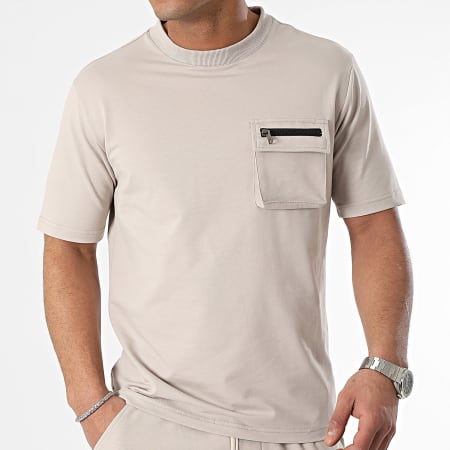 Classic Series - Set di maglietta tascabile e pantaloncini cargo color taupe