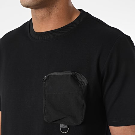 Classic Series - Conjunto de camiseta negra con bolsillos y pantalón corto de jogging