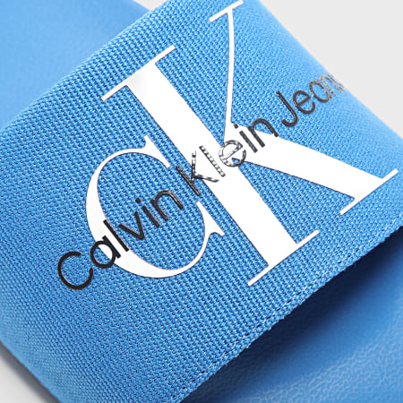 Calvin Klein - Claquettes Slide Monogram 0061 Bleu Roi