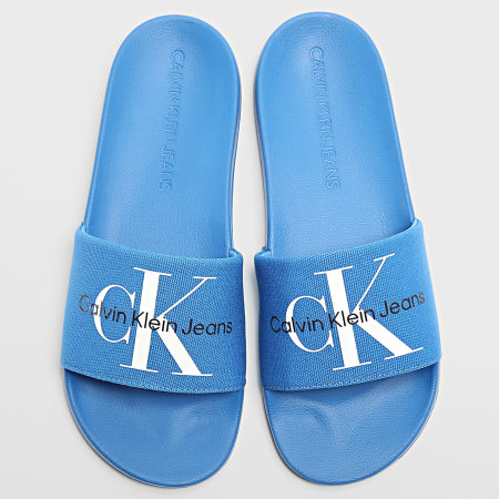 Calvin Klein - Claquettes Slide Monogram 0061 Bleu Roi