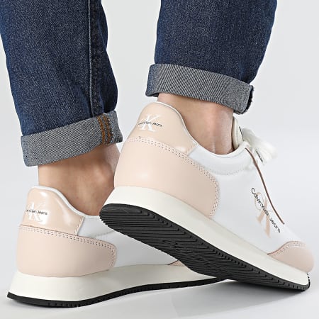 Calvin Klein - Zapatillas Mujer Runner Low Lace Mix 1370 Bright White Whisper Pink