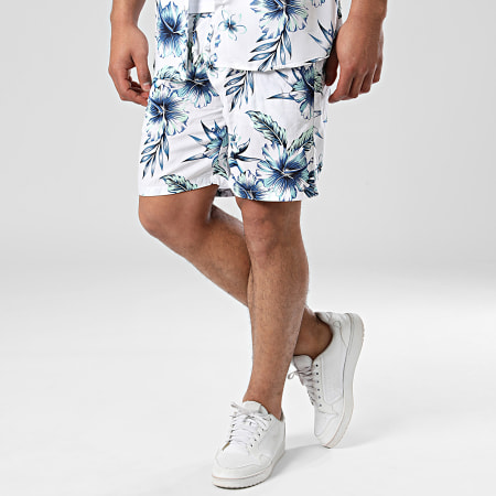 KZR - Set camicia a maniche corte e pantaloncini da jogging Bianco Blu