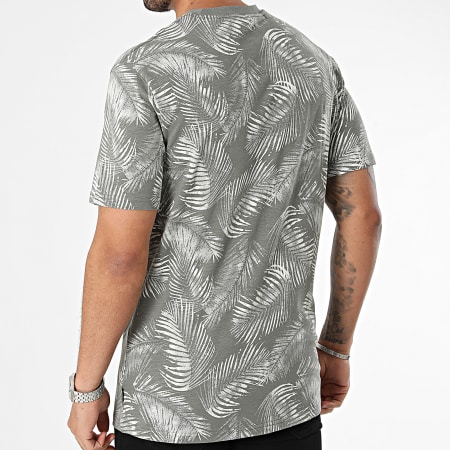 Only And Sons - Tee Shirt Floral Perry Life Leaf AOP Gris Blanc