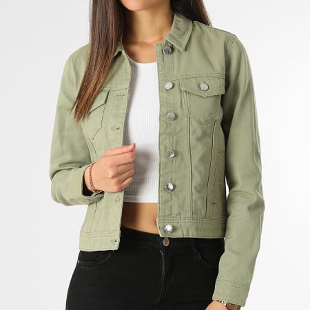 Only - Tia Dames Jeans Jas Khaki Groen