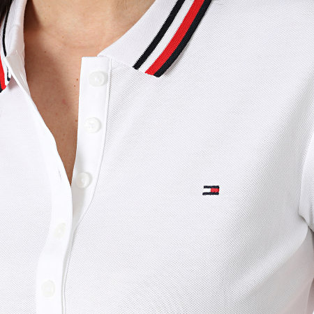 Tommy Hilfiger - Polo Manches Courtes Slim Femme Global Stripe 2749 Blanc