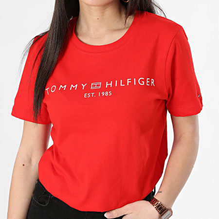 Tommy Hilfiger - Maglietta da donna Corp Logo 0276 Rosso