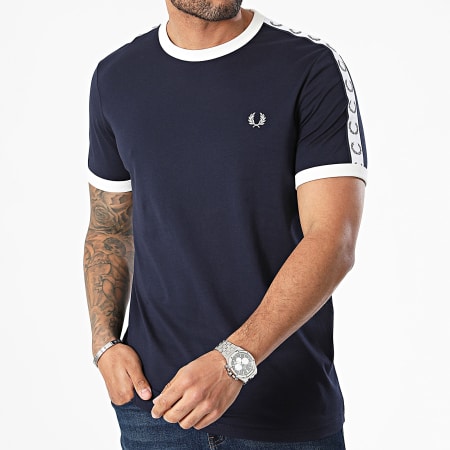 Fred Perry - Tee Shirt A Bandes Taped Ringer M4620 Bleu Marine