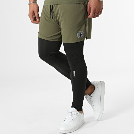 Zelys Paris - Dana Caqui Verde Negro Tee Shirt Y Jogging Shorts Legging Set