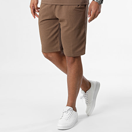 Classic Series - Set di maglietta e pantaloncini da jogging con tasca marrone