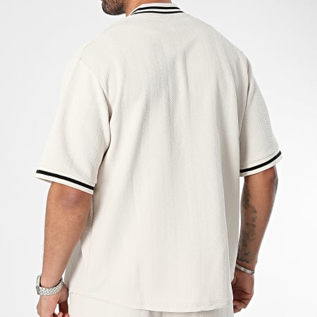 Classic Series - Conjunto de camisa de manga corta y pantalón corto de jogging beige