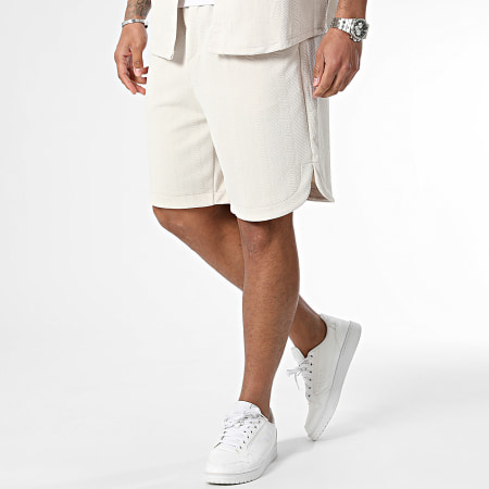 Classic Series - Set camicia a maniche corte e pantaloncini da jogging beige