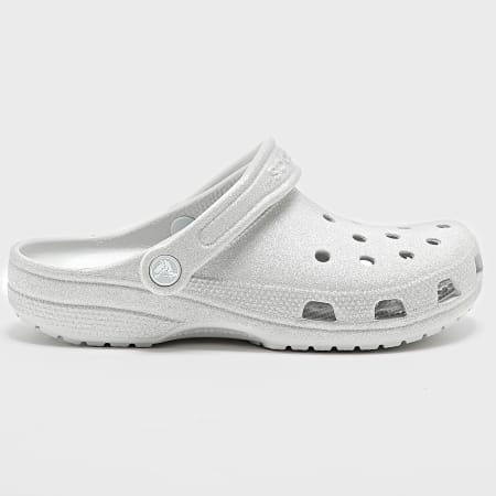 Crocs - Sandalias de mujer Classic Glitter 205942 Silver Glitter