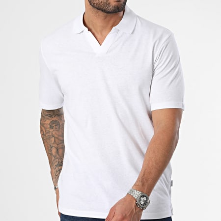 Jack And Jones - Polo Manches Courtes Summer Linen Blanc