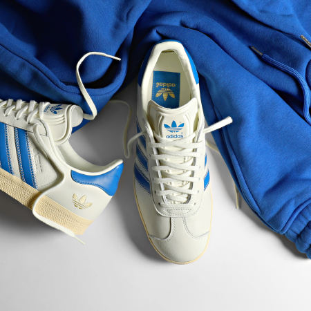 Adidas Originals - Scarpe da ginnastica Gazelle IG6198 Ivory Blue Bird Gold Metallic