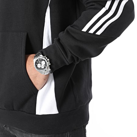 Adidas Sportswear - Felpa con cappuccio a righe IJ7673 Nero Bianco