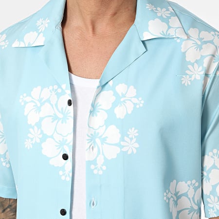 Classic Series - Camisa de manga corta azul claro con flores
