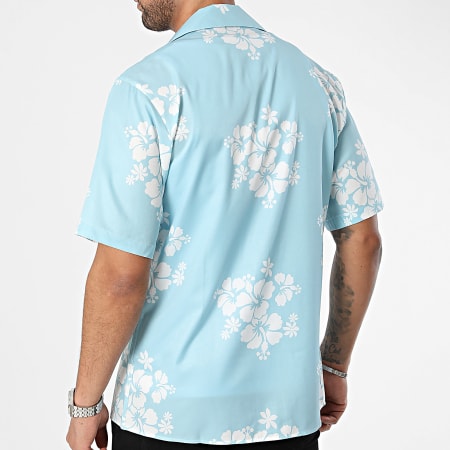 Classic Series - Camicia a maniche corte blu chiaro con fiori
