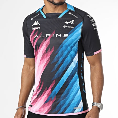 Kappa - Camiseta Kombat 2024 Ocon Alpine F1 Negro Azul Rosa