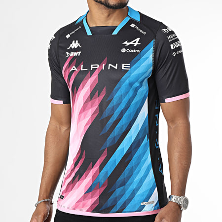 Kappa - Camiseta Kombat 2024 Gasly Alpine F1 Negro Azul Rosa